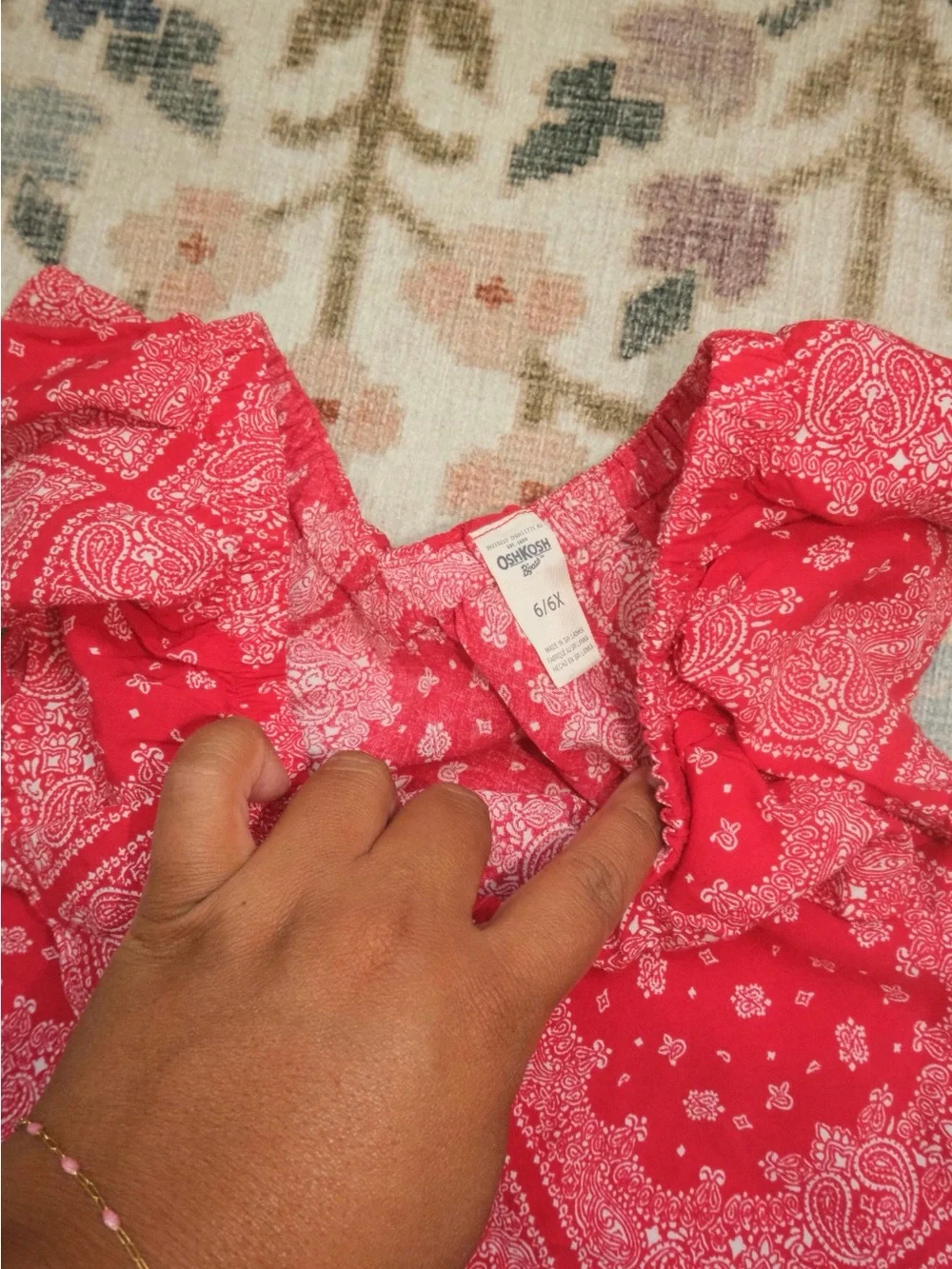 OshKosh B'gosh red Bandana-Print Flutter Sleeve Dress